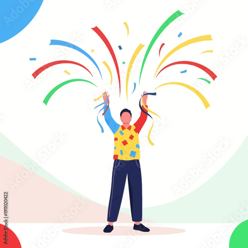 Joyful Celebration With Confetti And Vibrant Colors Representing Success And Happiness