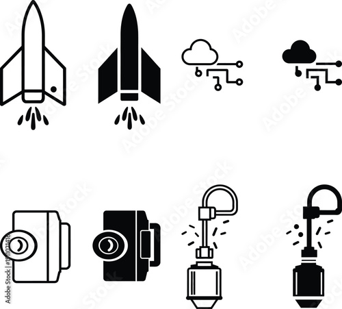 Weather Forecasting and Space Exploration Icons