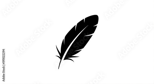 Minimalist black feather illustration, a graceful symbol of lightness, nature, and delicate touch, perfect for various design applications and elegant visual branding
