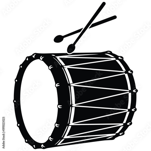 Dynamic drum with sticks ready for energetic performance