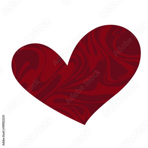 赤いハート　２色のマーブル模様
