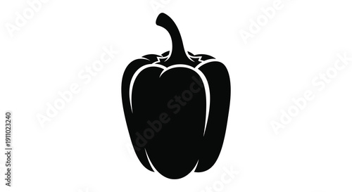 A striking black and white silhouette showcases a bell pepper highlighting its distinctive shape and form high quality professional detailed