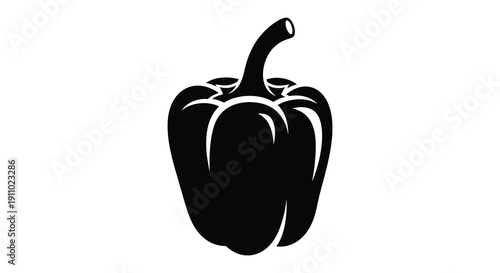 A striking black and white silhouette depicts a bell pepper showcasing its distinct shape and textured surface high quality professional