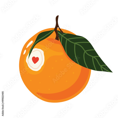Fresh and bright orange with blossoms and green leaves. Citrus fruit collection, orange fruit, juicy food, healthy nutrition, organic product, natural vitamins. Perfect for stickers, cards