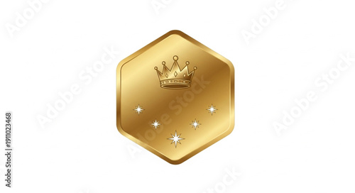 Gold Hexagon Badge with Crown.