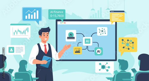 AI Training Session Man Explaining Artificial Intelligence Concepts to Audience.