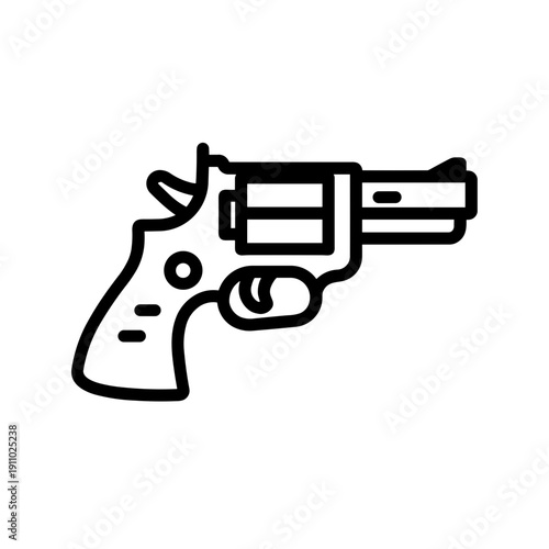 Minimalist revolver handgun firearm vector icon