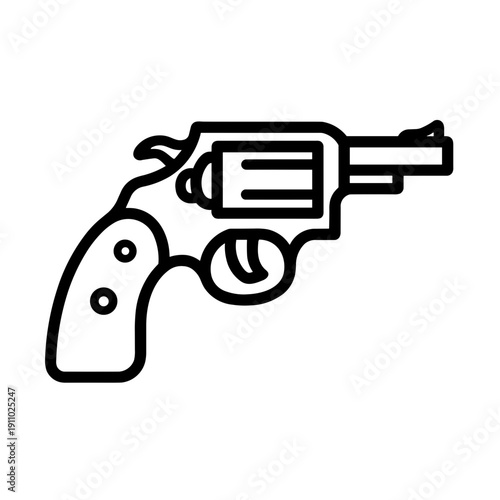 Minimalist revolver handgun firearm vector icon