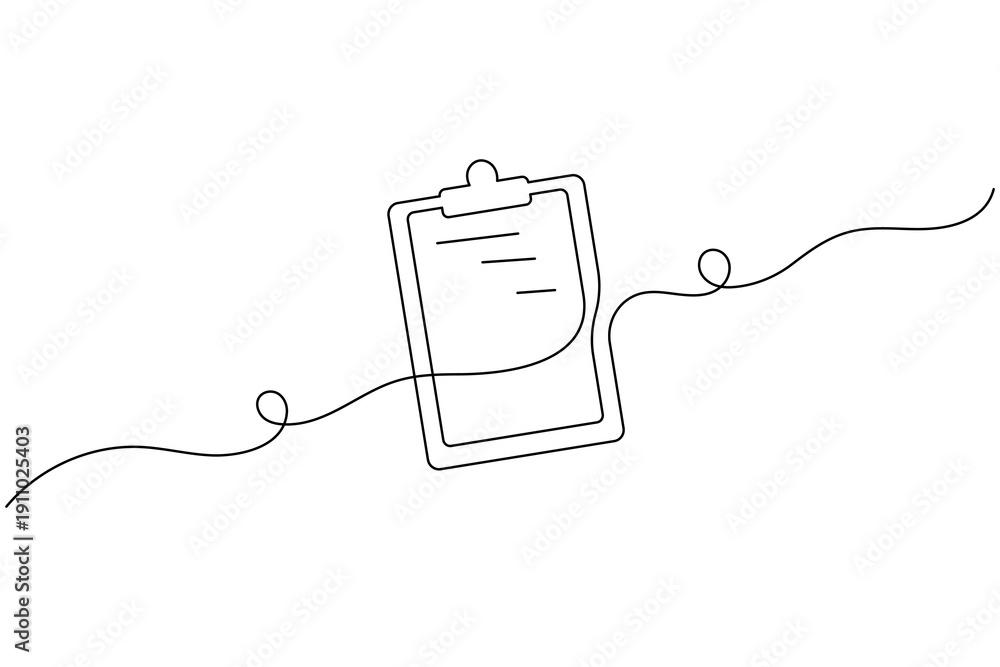 Obraz premium Clipboard with Checklist Icon Continuous One Line Drawing Task List Vector Illustration