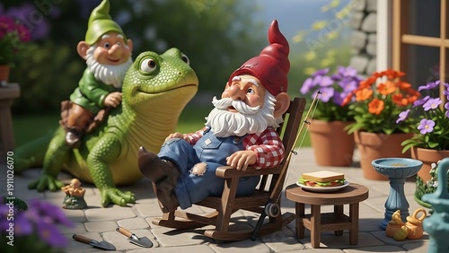 Wallpaper Mural Gnome and frog garden decor scene. Torontodigital.ca