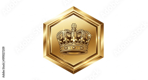 Golden Crown Emblem Hexagonal Badge.