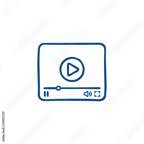 Free Download Video Player Blue Line Icon - GFXLoad