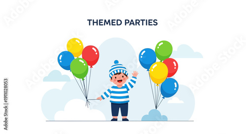 Joyful Child With Balloons Celebrating Themed Parties