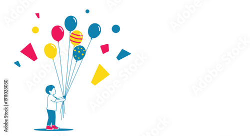 Joyful Childhood Celebration With Vibrant Balloons Floating