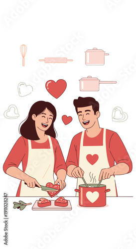 Joyful Couple Cooking Together Creating Delicious Meals With Love And Affection