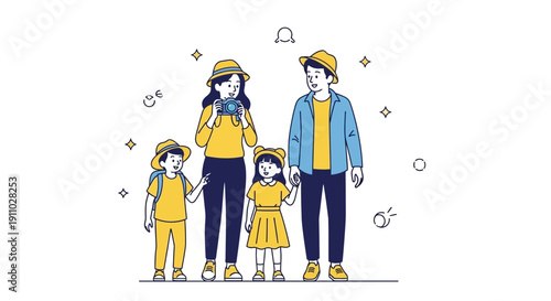 Joyful Family Adventure Capturing Memories Together With A Camera