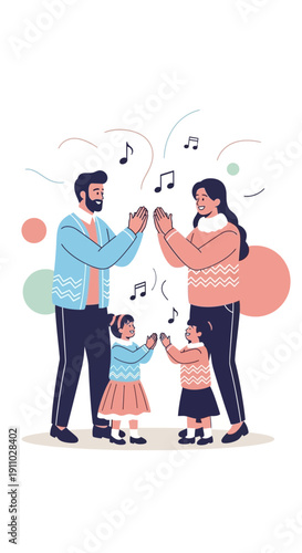 Joyful Family Dancing Together And Playing Music While Celebrating Harmony And Happiness