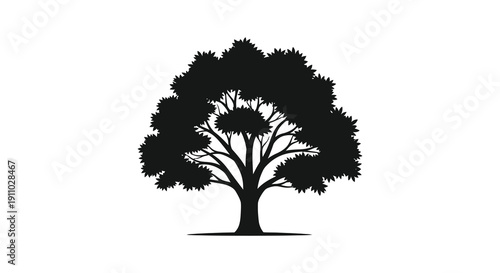 A striking black silhouette depicts two trees merging into one showcasing nature s interconnected growth and resilience high quality