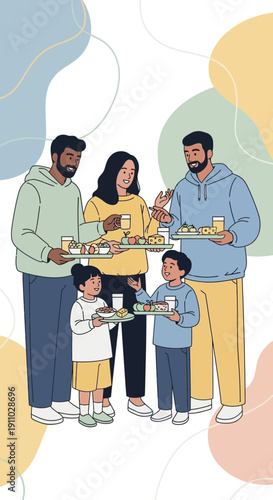 Joyful Family Gathering Sharing Delicious Food Together Outdoors