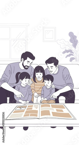 Joyful Family Moment Sharing Stories on a Cozy Sofa Together