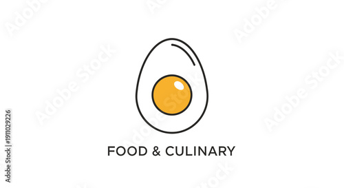 Minimalist egg illustration for culinary branding and dining concepts on a white background