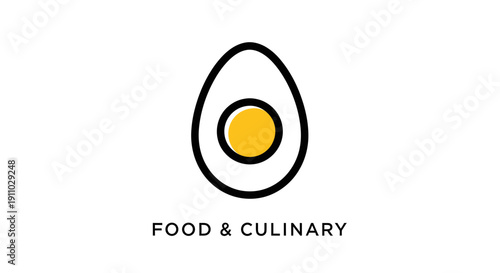 Minimalist Egg Logo Design Illustrating Food and Culinary Concepts on White Background