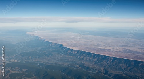 Expansive natural background displaying the distant boundary line between a solid surface and the open atmosphere. Endless possibilities ,perspective ,simple ,minimalist
