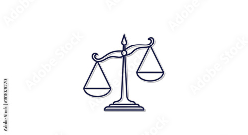 Minimalist Equilibrium Concept Depicted Through a Balanced Scale Symbol on White Background