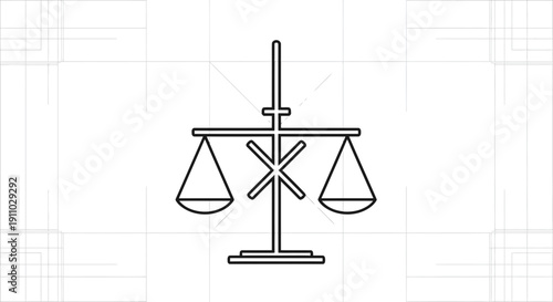 Minimalist Equilibrium Concept Depicting Balance and Impartiality Law Justice Icon