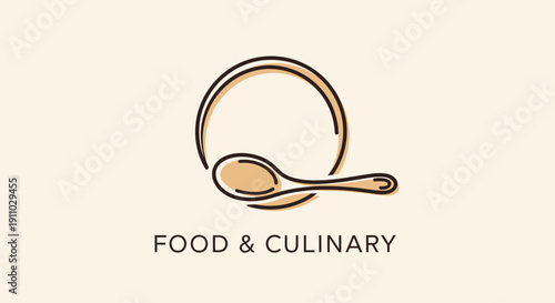 Minimalist Food Spoon Logo Design with Culinary Elements for Restaurant or Brand identity