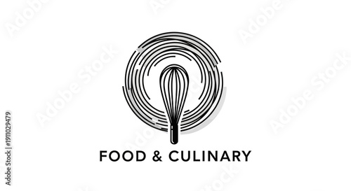 Minimalist Food Symbol: Whisk Within a Unique Circular Spiral Design