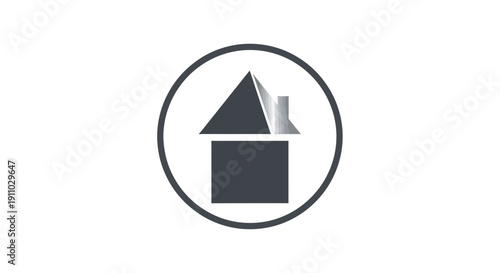 Minimalist House Icon in a Circle, Perfect for Real Estate and Property Solutions