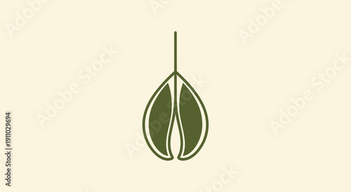 Minimalist Green Leaf Design Representing Nature and Organic Freshness and Tranquility