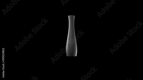 Tall minimalist vase 3d rendering on black background