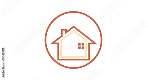 Minimalist House Icon Within Circle, Representing Home, Real Estate, and Community Symbol
