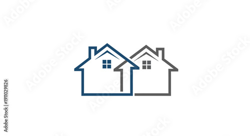 Minimalist House Icons Representing Community, Real Estate, and Shared Living Concepts