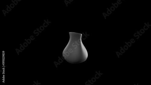 Minimalist gray rendered vase object on black background