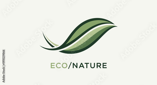 Minimalist Green Leaf Logo Representing Ecology and Natural Organic Elements