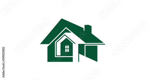Minimalist House Logo Design in Shades of Green Perfect For Real Estate Concepts