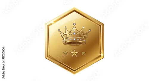 Golden Crown Emblem on Hexagon.