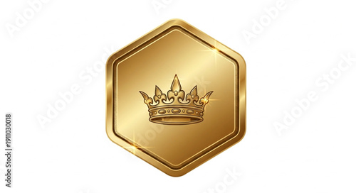 Golden Crown Emblem on Hexagon.