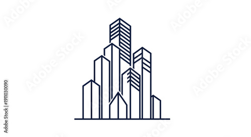 Minimalist High-Rise Building Skyline Design with Modern Architectural Elements and Linear