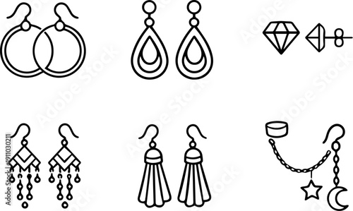 Earrings and jewelry accessories icons
