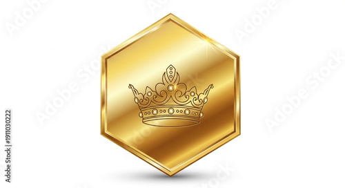 Golden Crown Emblem on Hexagon.