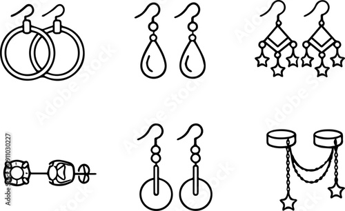 Earrings and jewelry accessories icons
