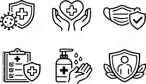 Medical safety and protection icons
