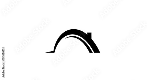 Minimalist House Design Featuring Arching Roof and Chimney Symbol Representation
