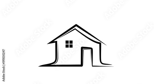 Minimalist House Design Illustrating Real Estate, Home Ownership And Future Dreams