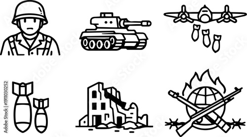 War military conflict icons
