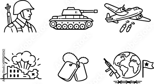 War military conflict icons. Vector